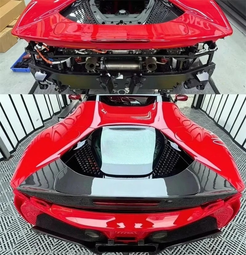 Used for SF90 Dry Carbon Fiber Rear Spoiler Wing Exterior Decoration Rear Trunk Wing Body Kit